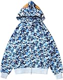 Imilan Shark Jaw Camo Hoodie Shark Mouth Jacket Full Zip Up for Adults(Mi Blue1-1,3X-Large)