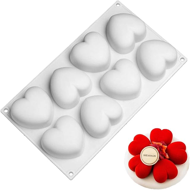SHEANAON Silicone Cake Mold, Heart Shaped Silicone Baking Bakeware Pan for Party, Jelly, Dessert, Biscuits, Mousse, Chocolate, Ice Cube, Cheesecake, Muffin, DIY Handmade Soap Moulds Tray
