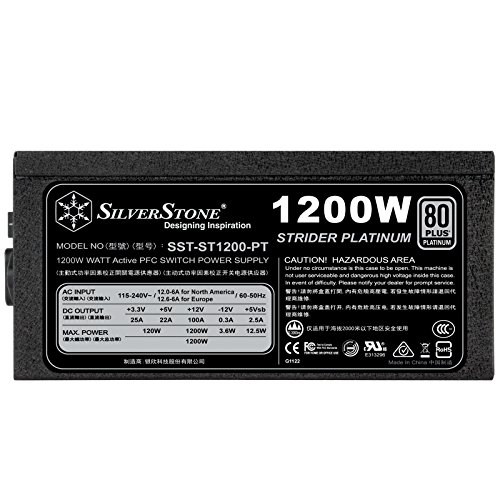 Image of SilverStone Technology ST1200-PT 80 Plus Platinum 1200W Fully Modular ATX /PS2 Power Supply SST-ST1200-PT-X Black