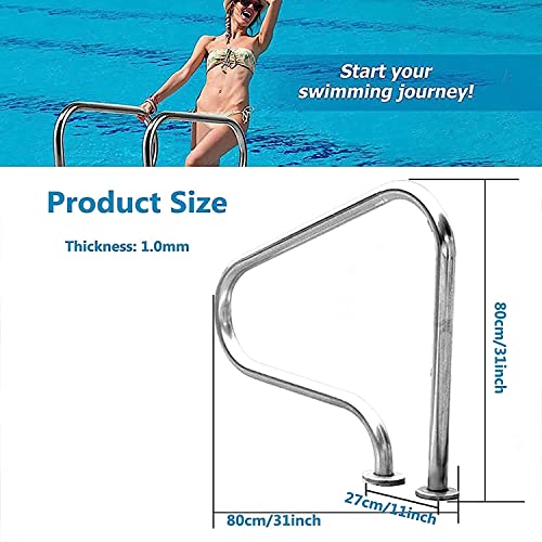 Baranda para piscina de acero inoxidable pulido 31x31 pulgadas miniatura 2