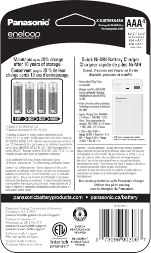 Cargador de batería individual Panasonic de carga portátil y 4 Eneloop 4AAA 2