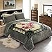 JML Fleece Blanket, Plush Blanket King Size 85" x 93", 10 Pounds Heavy Korean Style Mink Blanket - Silky Soft and Warm, 2 Ply A&B Printed Raschel Bed Blanket, Grey Green Rose