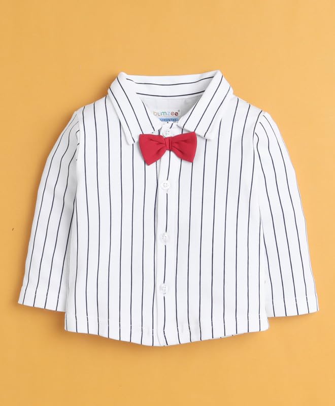 BUMZEE Conjunto formal de algodón para niños, ajuste regular, mangas completas, cuello y cuello