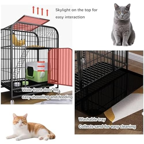 2-stöckiges DIY-Katzengehege – Indoor-Laufstall mit Metalldraht, Haustierkäfig auf Rädern, rollender Katzenkäfig für drinnen und draußen, für 1–2 Katzen, Kaninchen, Kleintiere (weiß, klein)