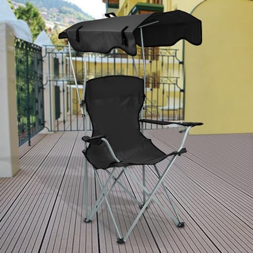 Chaise de camping pliante protégeant du soleil avec accoudoirs confortables - 3