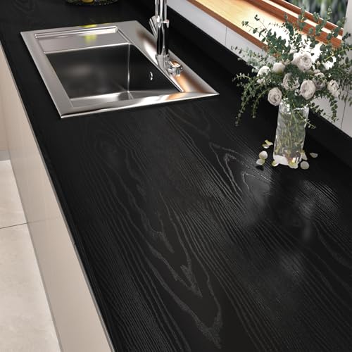 Wallercity Black Wood Grain Contact Paper 15.8