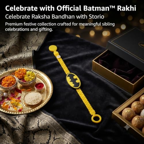 Image of Storio Batman Silicone Band Rakhi | Officially Licensed | Rakhi for Boys, Bhaiya, Bhai | Raksha Bandhan Gift