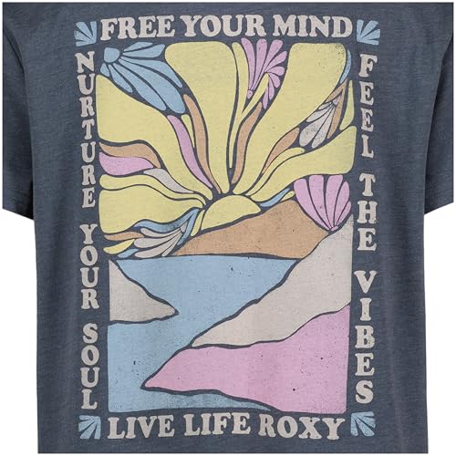 Image of Roxy Girls' Short Sleeve Boyfriend Fit Logo Tee, Crew Neck Graphic T-Shirt, Soft & Comfortable