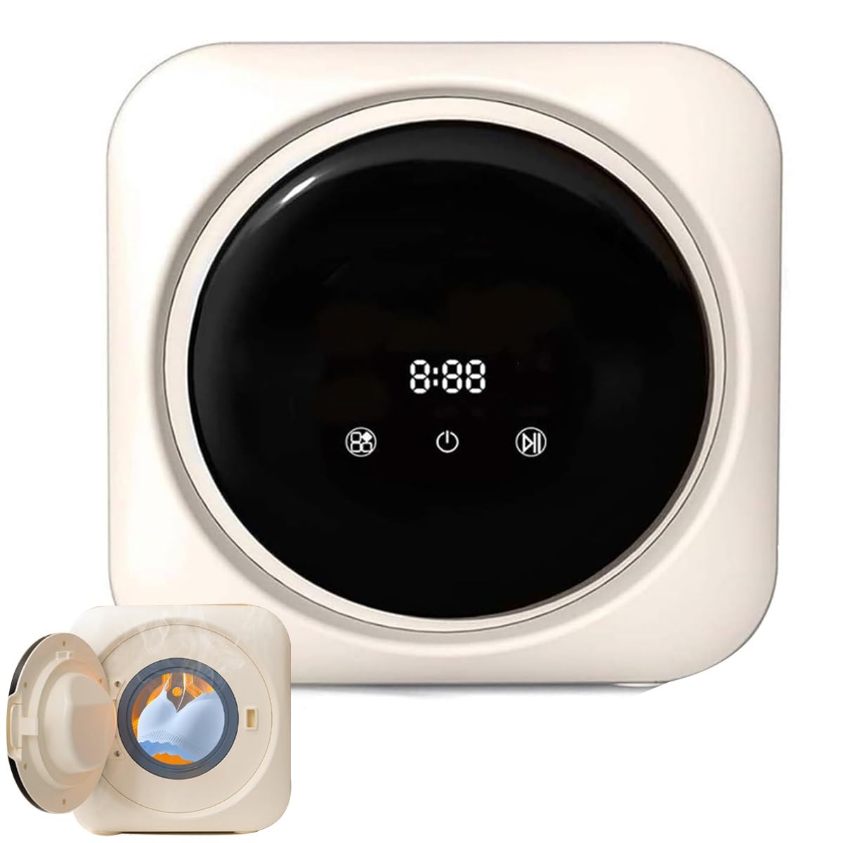 Mini lavadora y secadora portátil 2 en 1, mini lavadora de pared de 3,5 l con panel de control LCD, lavadora de tambor frontal totalmente automática, capacidad de lavado de 0,3 kg(Desktop)