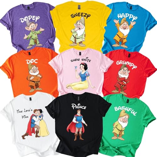 Seven Dwarfs Shirts Customized Snow White Prince Dopey Doc 7 Dwarfs T-Shirts Personalized Family Matching Halloween Costume Shirt Sweatshirt