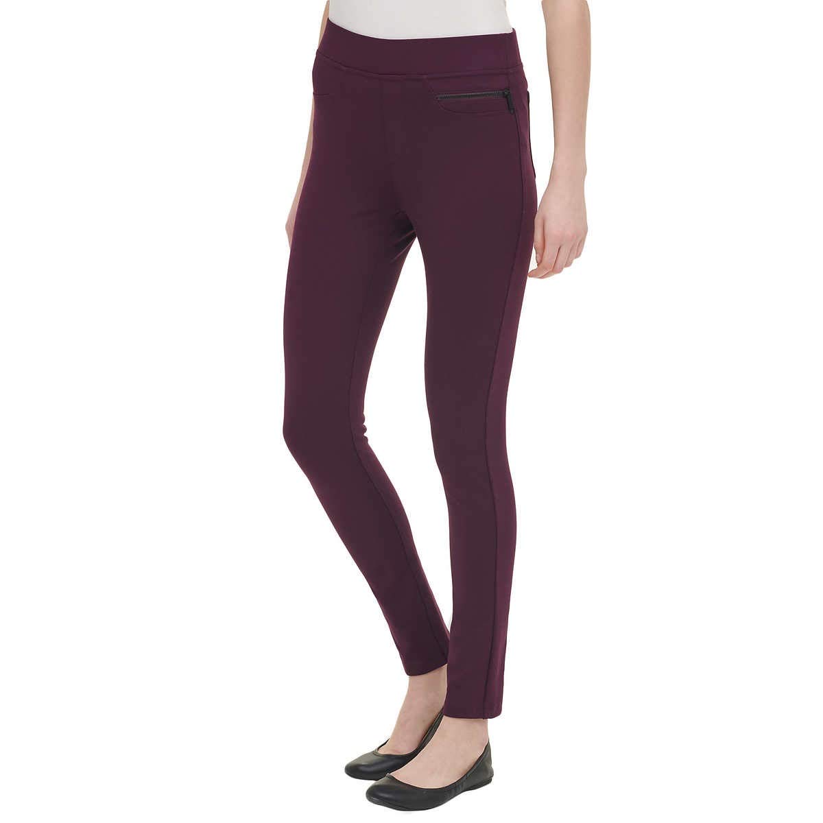 DKNYLadies Pull-on Ponte Pant - Large Sizes - Black Gray Purple