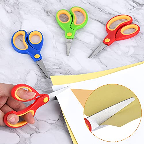 Saxhorn Kids Scissors 5"（School Teacher Bulk Classroom Pack, 5 Inch）- Soft Touch Pointed School Student Scissors, Blunt, Assorted Colors (36) #TOP1