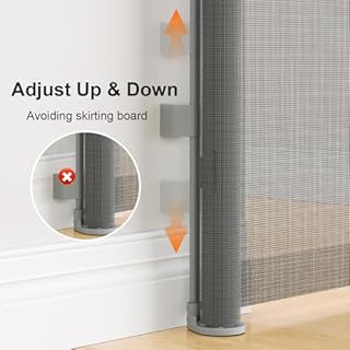 No Drilling Retractable Dog Gate Punch-Free Retractable Baby Gates for Stairs Safety Baby Gates Extends up to 59" Wide Mesh for Doorways, Hallways, Indoor, Outdoor (Grey, 33 * 59inch)