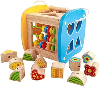 Amazon 木のおもちゃ 遊び箱 型はめパズル 木琴 紐通し ビーズ 珠算 そろばん 形合わせ早期開発 知育玩具 男の子 女の子 赤ちゃん ベビー 出産祝い はめこみ 形合わせ おもちゃ