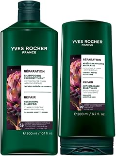 Yves Rocher Repair Haarpflege Set – Reparierendes Shampoo 300ml + Anti-Haarbruch Conditioner 200ml – Für geschädigtes und brüchiges Haar – Mit Cynara & pflanzlichem Keratin – Ohne Sulfate & Silikone