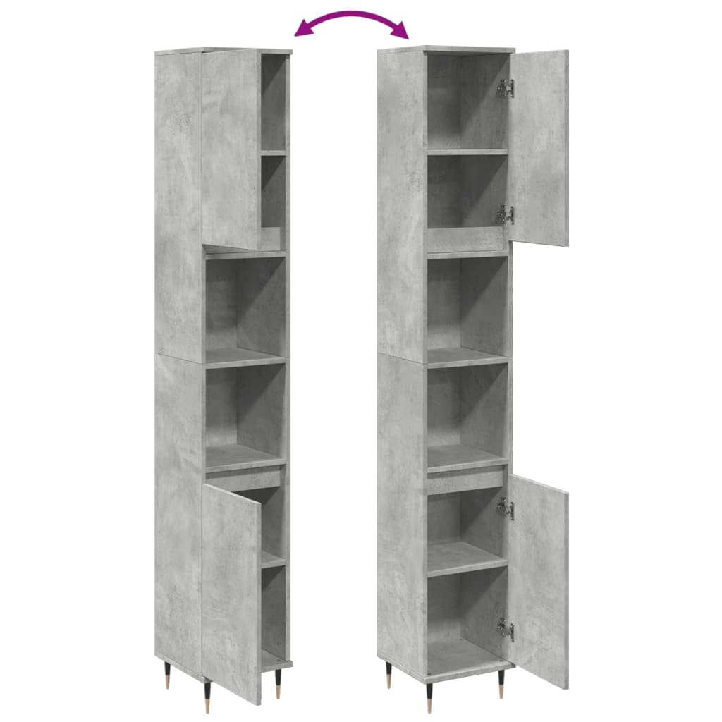 vidaXL Armoire de Salle de Bain Gris béton 30x30x190 cm