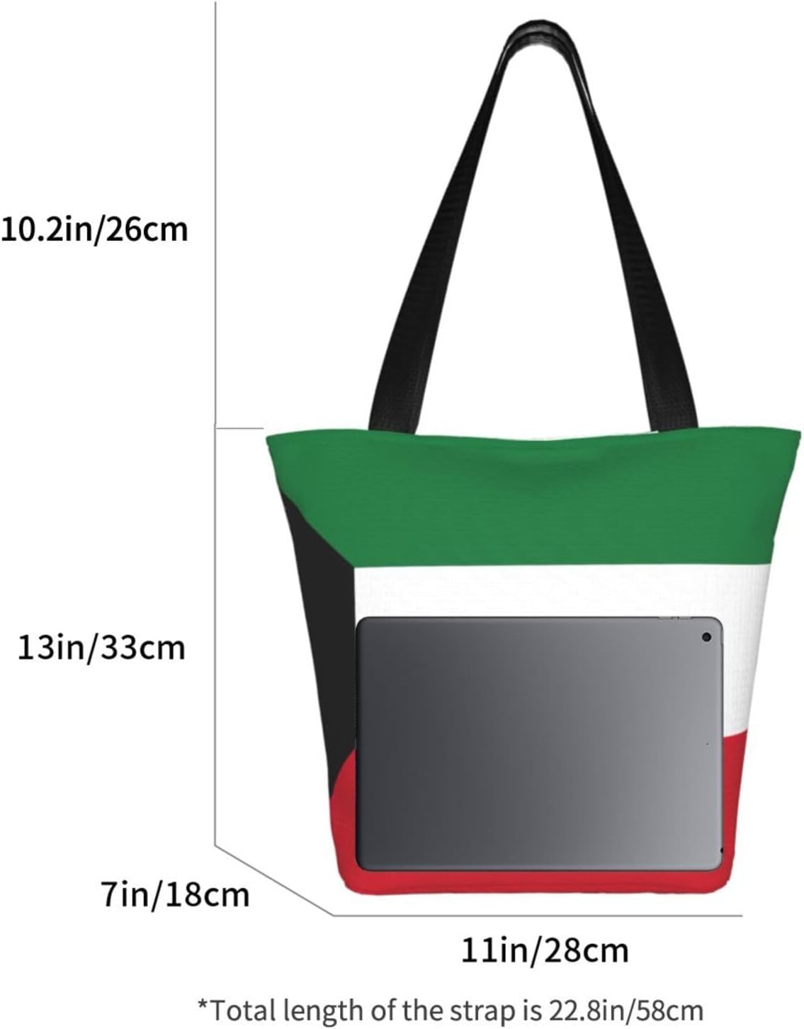 Kuwaiti flag Print Comfortable Summer Shoulder Bag Canvas Tote Travel Beach Hiking Shopping Weekend