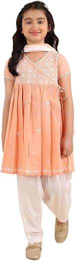 Fabindia Pink Cotton Chikankari 3pc Salwar Set
