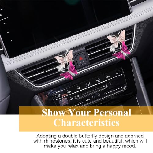 Image of 4PCS Car Air Fresheners Vent Clips, Butterfly Car Accessories, Sparkly Bling Dual Butterfly Auto Air Vent Clips, Automotive Cute Air Conditioning Outlet Decoration Universal for Women Girl