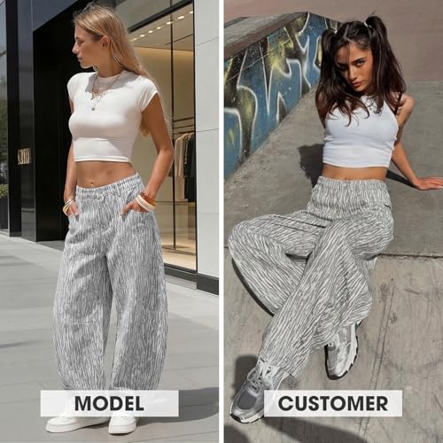 Image of EXLURA Womens Barrel Jeans Wide Leg Y2K Boyfriend Denim Pants Hip Hop Vintage Baggy Jeans Cotton Mid-Low Elastic Waist Pants