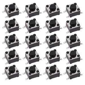 ECSiNG 50pcs 4 Pin Tactile Switch Mini Micro Switch Button 12V 50mA for Digital Products Fitness Equipment Camera Video Camera 4.5×4.5×3.8mm