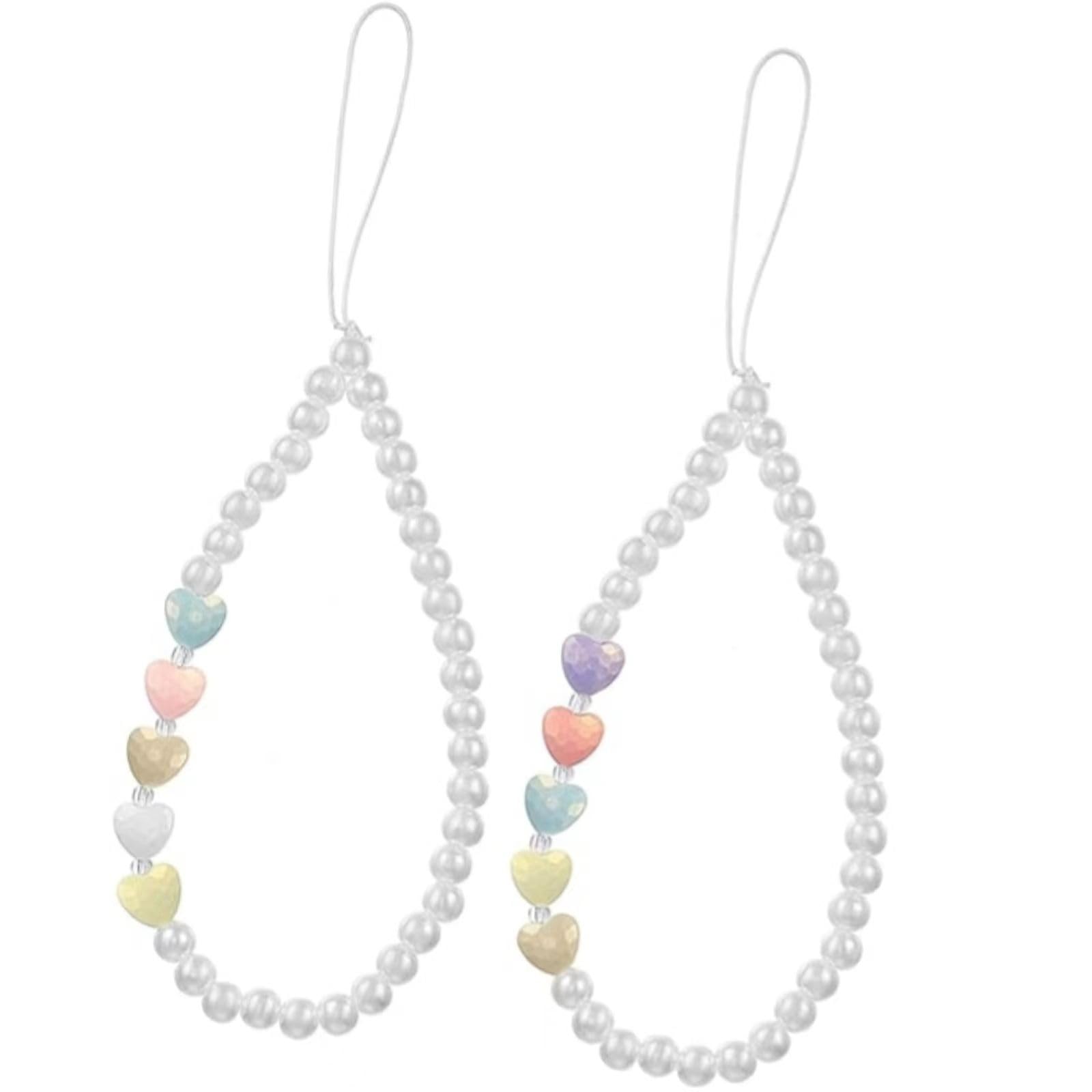 Rayyan Beaded, Phone Charm Beaded, Phone Strap, Cell Phone Lanyards, Wrist Straps, Wrist Strap for Phone, Cellphone Strap Cord, Phone Case Lanyard Key Chain Pearl Resin Accessories (Pack of 2)