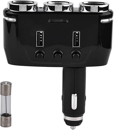 Cargador para Auto, Cargador de 3 Puertos para Encendedor de Cigarrillos Inal?mbrico, Cargador Dual para Autom?vil USB