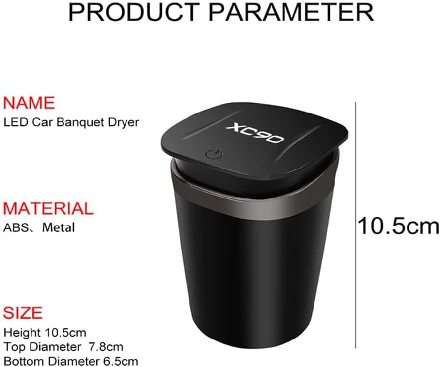 Car Ashtrays, for Volvo Xc40 Xc 60 Xc70 Xc90 S40 S60 S80 S90 V40 V50 V60 Portable Travel Detachable Smokeless Self Extinguishing Cigaretteashtray, Auto Accessories,L