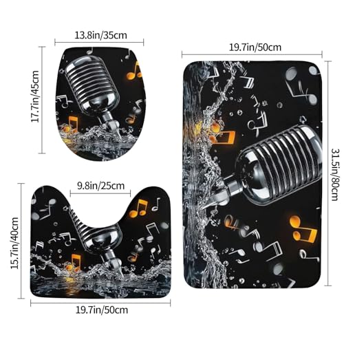 Alfombrilla de baño con diseño de micrófono, evite resbalones con microfibra lavable 3