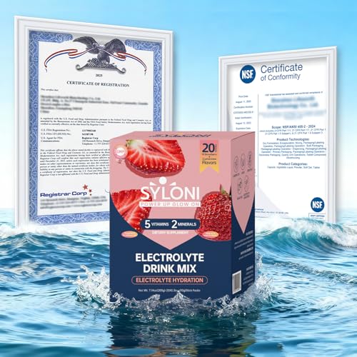 Image of Electrolytes Powder Packets, Strawberry(0.36 oz*20 Sticks), Sugar Free Hydration Packets Electrolyte Drink Mix with 7 Vitamins and Electrolytes, Keto Friendly, Vegan, Gluten Free