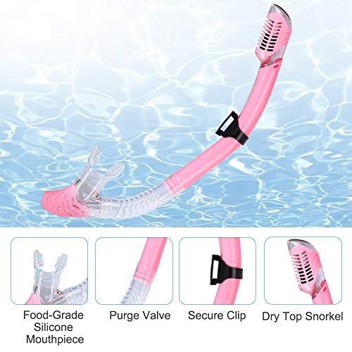 Gugusure Dry Snorkel Set, Snorkeling Gear with Anti Fog and Anti Leak Tempered Glass, Panoramic Wide View and Easy Breathing for Scuba Diving and Swimming, Ideal Snorkel mask for Adults, Youth, Women