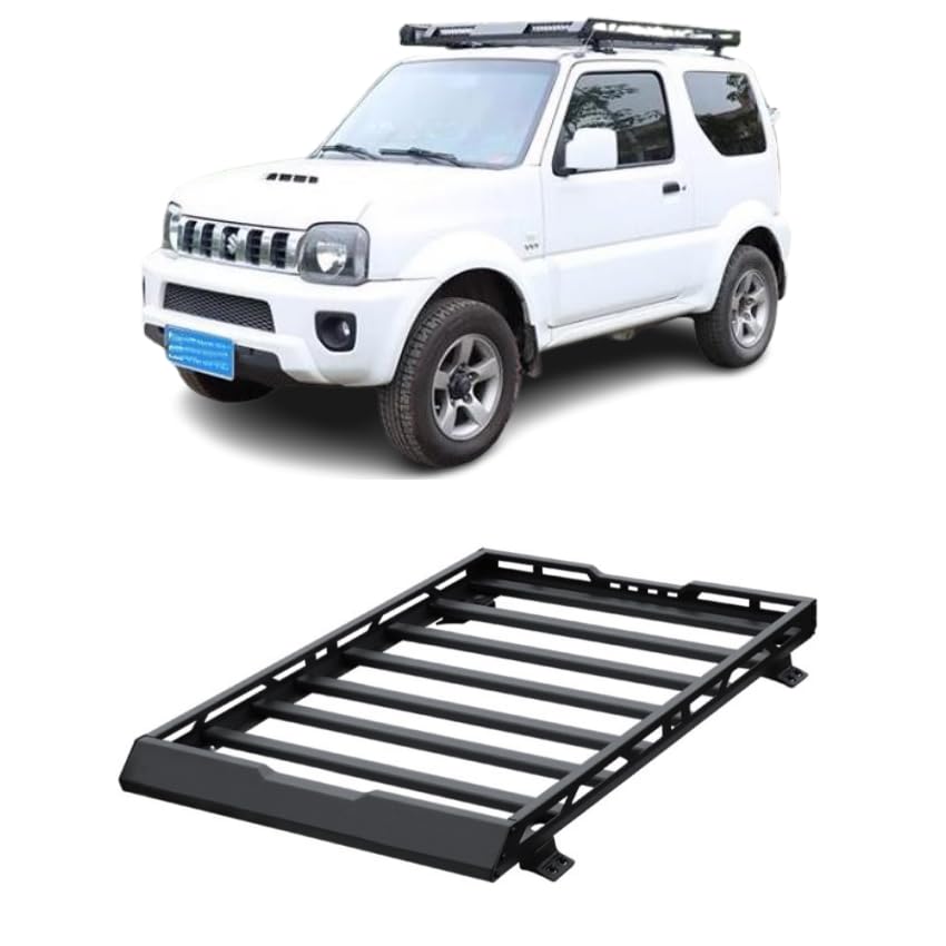 FYOBOT Auto-Dachträger für Suzuki Jimny JB64 JB74 1998-2018, Gepäckträger-Dachträger, Aluminiumlegierung, Auto-Oberteil, Gepäck, Querstange, Schienenkästen, Korb,No Lights