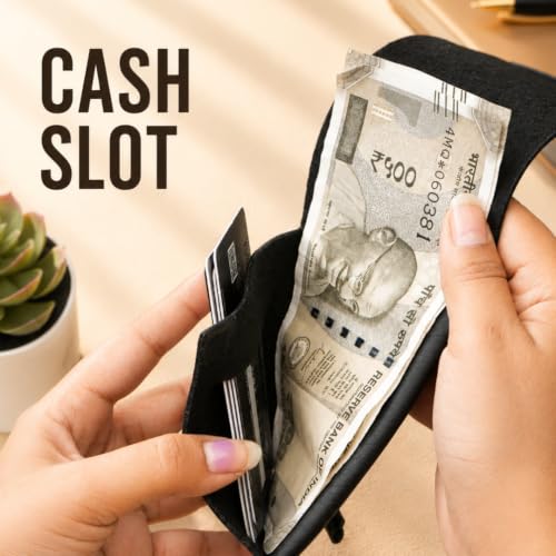 Buy WALLETKART Slim Card Holder Wallet for Men & Women | Pull Tab Card Wallet with Cash Pocket | Compact Front Pocket Wallet | Minimalist Card Organizer | Genuine Leather (Style ID #43) (Black) at Amazon.in - Image 6