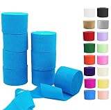 Sky Blue Crepe Paper Streamers 8 Rolls, Party Streamers for Birthday Wedding Baby Bridal Shower Deco