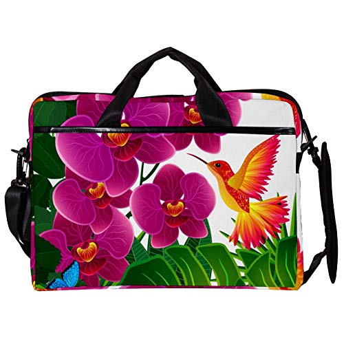 Bolso bandolera para portátil de 14 a 15,4 pulgadas con diseño floral y fondo rosa