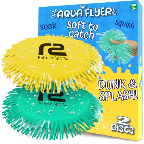 Water Flying Discs for Kids: Soft Sports Disc 2 Pack - Soaks The Target On Impact - Best Swimming Pool Toys & Beach Water Toys - Fun Toy Outdoor Games - Birthday Gifts for Boys & Girls All Ages