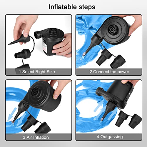 Air Pump For Inflatables,Portable Quick-Fill Electric Air Mattress Pump With 3 Nozzles,Inflator & Deflator Pumps For Outdoor Camping, Pool Floats,Inflatables Couch,Swimming Ring,12V Dc/110V Ac (White) #TOP3