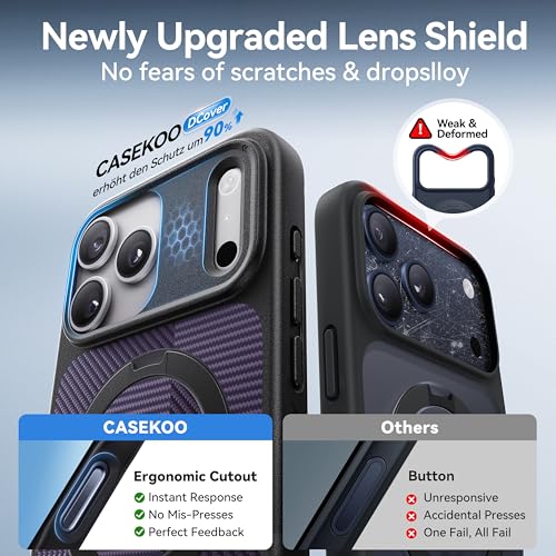 Image of CASEKOO Ultra-Magnetic Stand for iPhone 17 Pro Max Case, Iris Purple | [Military Drop Protection] [Compatible with MagSafe] Shockproof Translucent Matte Slim Ring for 17 Pro Max Phone Case 6.9 inch