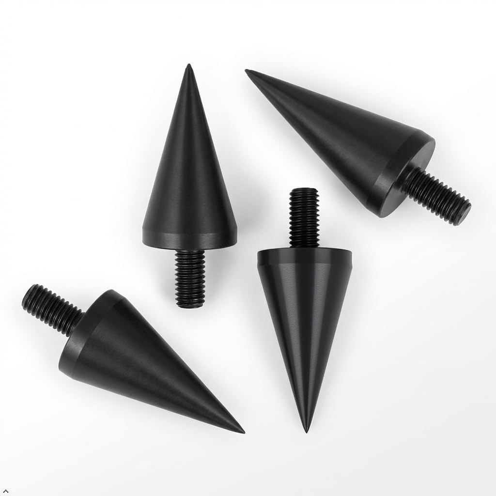 PrecisionGeek Aluminium anodisé Noir M10 Haut-Parleur Pointes de Découplage/Cônes - Lot de 4