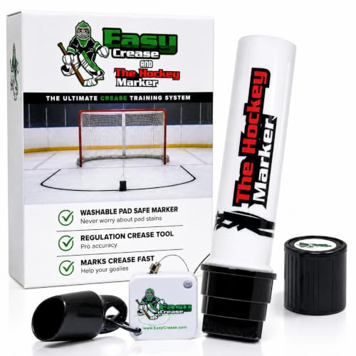 Easy Crease The Hockey Marker for Rink and Training – Long Lasting Line Marker with Protractor for Center, Skill Lines & Training Drills on Ice, Designed for Hockey Coaches & Goalies – Black