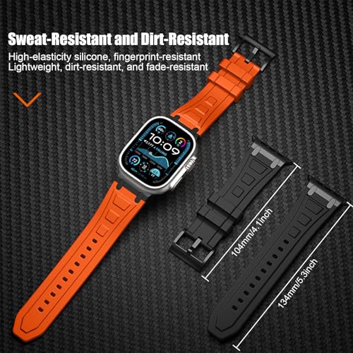 Image of Compatible with Apple Watch Series 11 10 Strap 46mm,Ultra 3 /2 /1 49mm Silicone Straps Compatible with iWatch Series 9 /8 /7 /6 /5 /4 /SE 3 45mm 44mm with Stainless Adapter (NO WATCH)