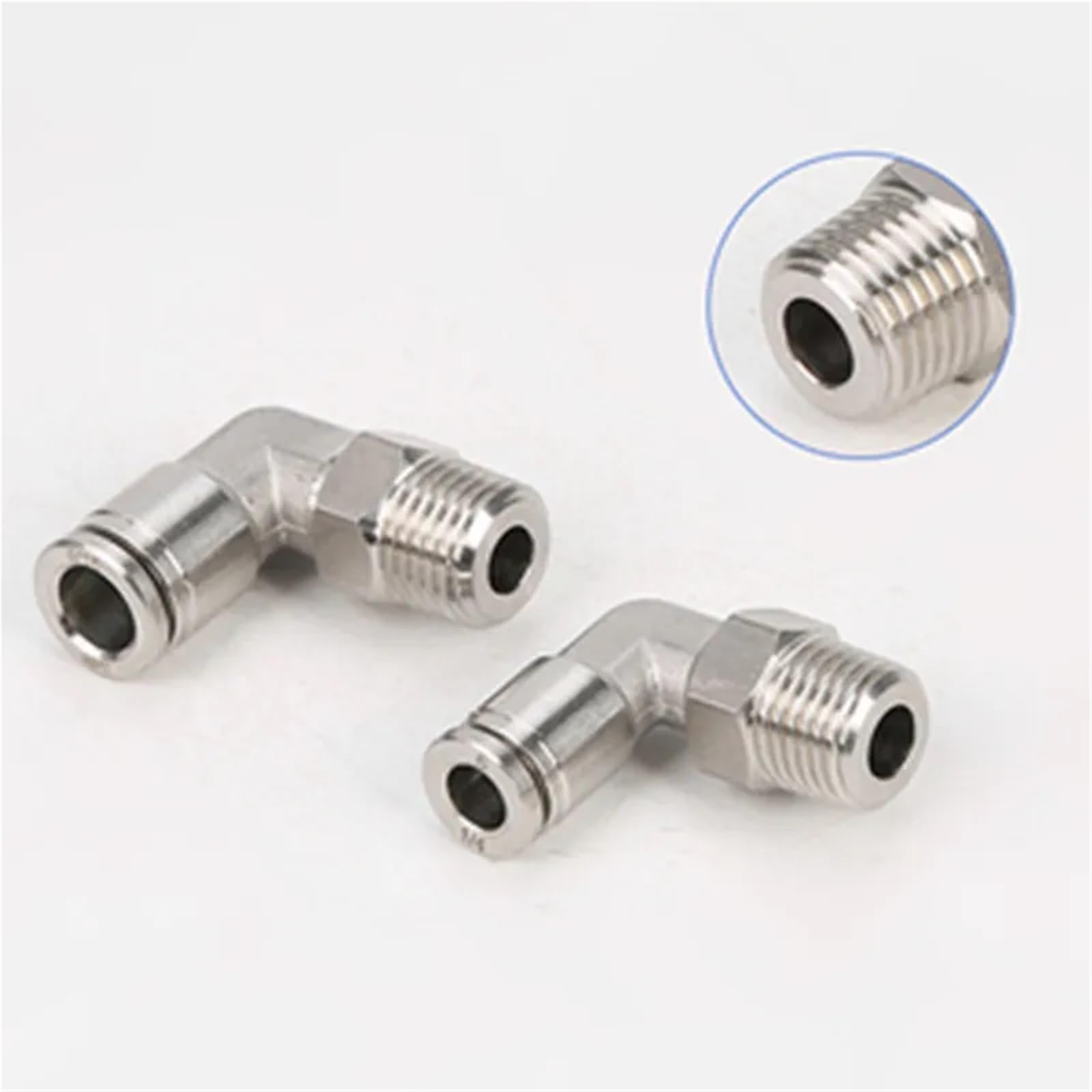 SERDAS PL4-02 PL Pneumatischer Edelstahlverbinder BSP4 mm-12 mm Schlauch, 1/8 Zoll, 1/4 Zoll, 3/8 Zoll, 1/2 Zoll Außengewinde, pneumatisches Rohr, Winkelverbindungsrohr (PL4-02), 4 Stück