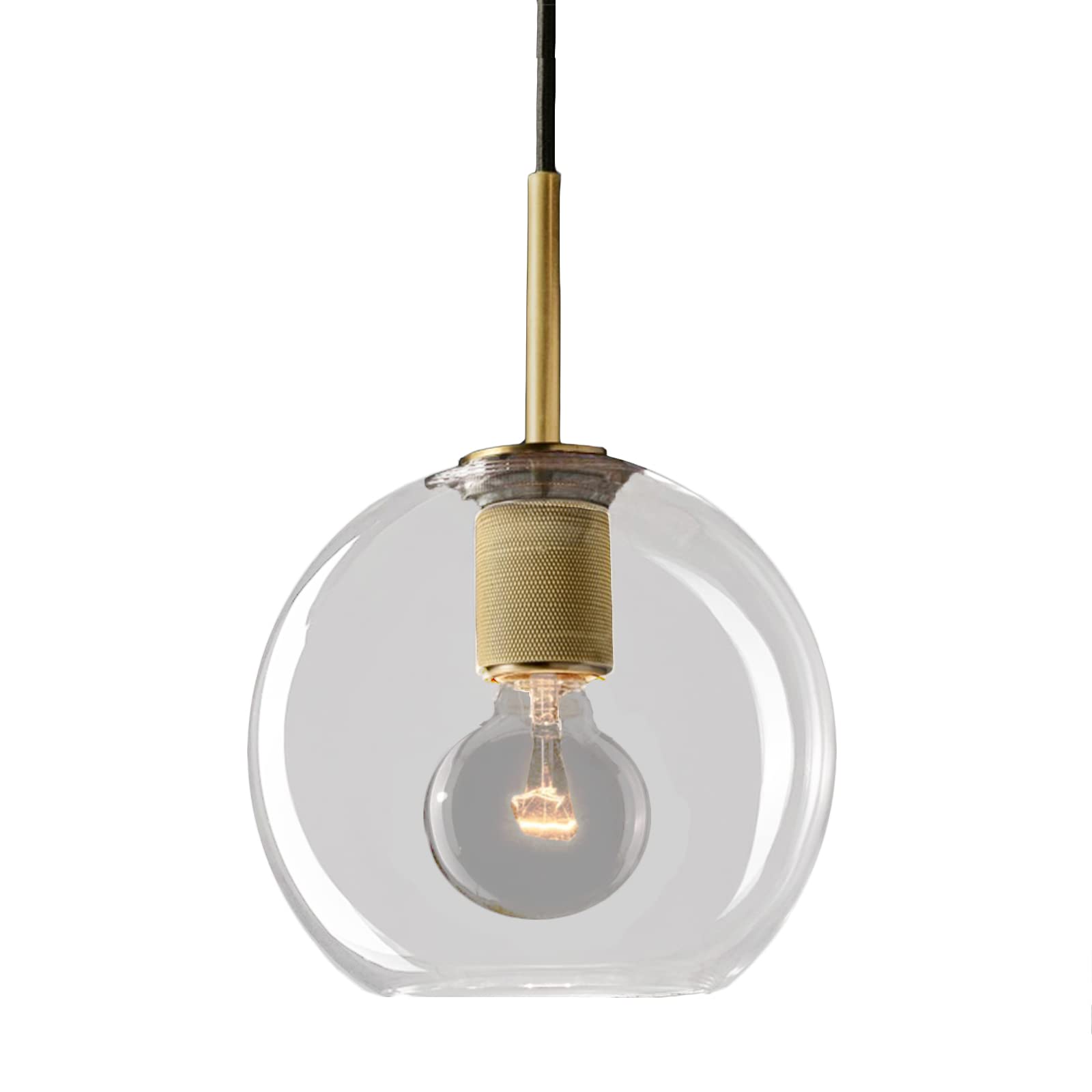CSXSXAUO Antique Brass Pendant Light with Clear Glass Lampshade, Industrial Retro Loft Bar Ceiling Hanging Lamp, Kitchen Dining Room Bedroom Chandelier Decor (Size : C) Star of