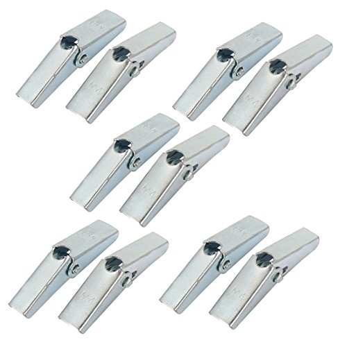 Aexit 50mm Long Anchors M4 Thread Spring Loaded Hollow Wall Anchor Wing Nut Silver Tone Expansion Anchors 10 Pcs