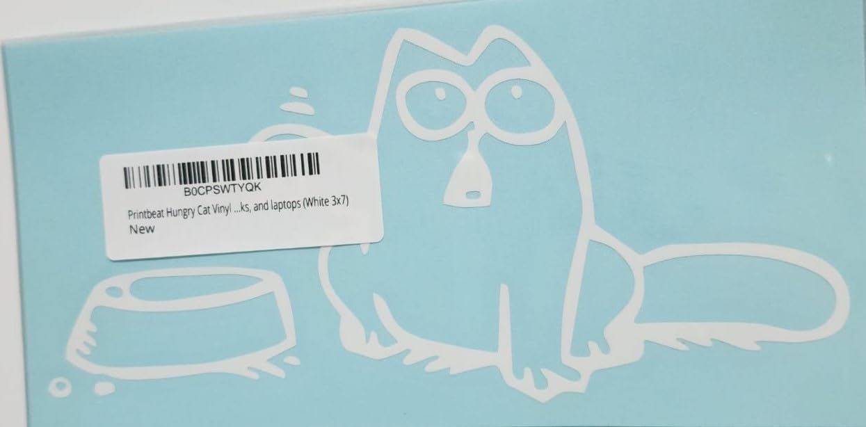 Hungry Cat Vinyl Decal Sticker – Funny Waterproof Car Sticker for Windows, Trucks, Laptops & More – Durable Die-Cut Vinyl (White, 3.5" x 7") - Image 4