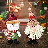 2 Packs Christmas Plush Doll Ornaments, Santa Claus & Snowman Hanging Decorations for Christmas Tree