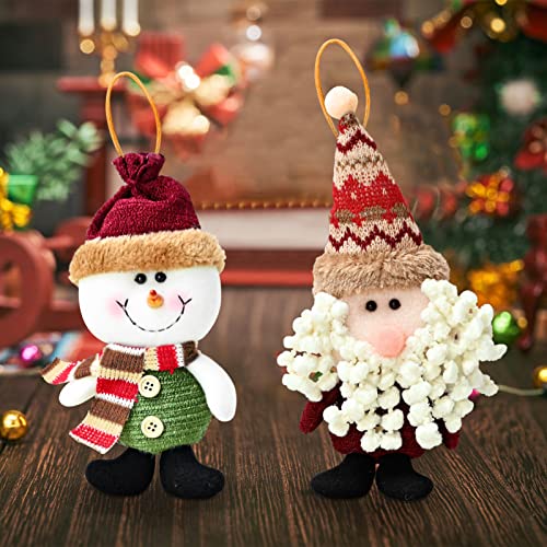 2 Packs Christmas Plush Doll Ornaments, Santa Claus & Snowman Hanging Decorations For Christmas Tree Xmas Indoor Home Party Festival Hanging Decor Gift Set #TOP6