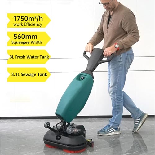 Przenośna myjka podłogowa – żywotność baterii 80 min, szerokość czyszczenia 56 cm, 1750 m²/h ręczna maszyna do czyszczenia podłóg do hoteli, fabryk, centrów handlowych