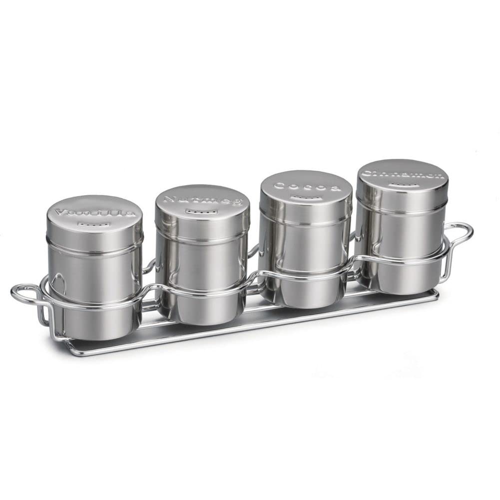 TableCraft 759X 4-Piece 6 Oz. Countertop Shaker Set with Chrome Rack