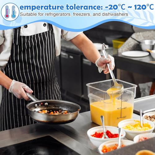 Image of Suclain 2 Pcs Square Food Storage Container Polycarbonate Clear Food Container with Gray Lid Commercial Rice Storage with Gray Graduations for Commercial Kitchen(8 Qt)